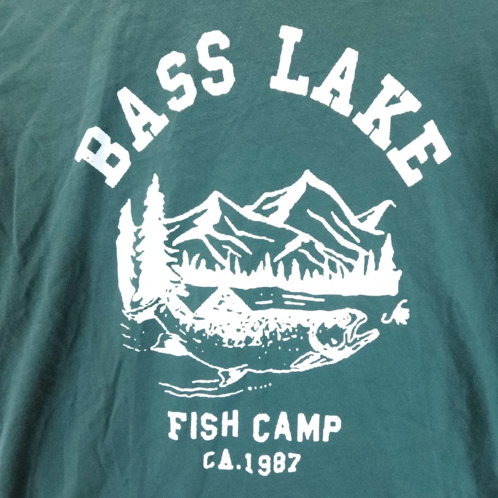 Vintage‎ Levis Shirt Mens Small Green Bass Lake Fish Camp Graphic Tee Streetwear